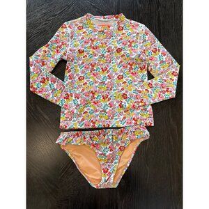 Crewcuts Girls UPF 50+ Floral Rash Guard Bikini Set Size 14 Multicolor
